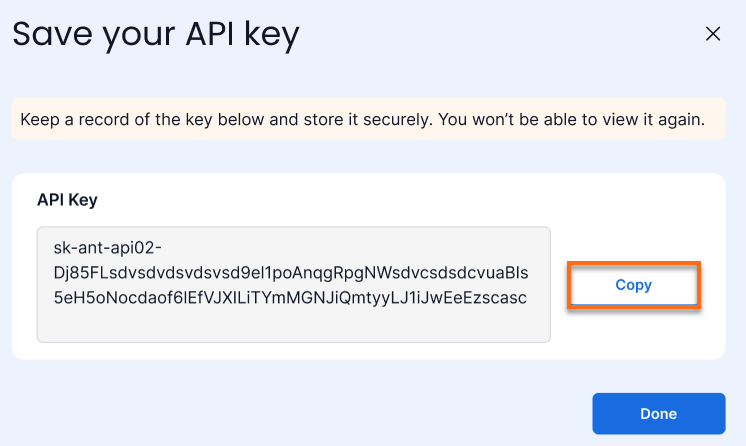 Customer Portal - Hosting tab - AI Tooling - API Keys - Save