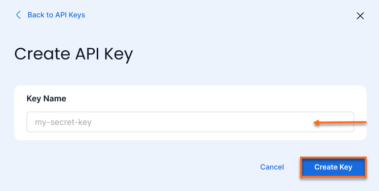 Customer Portal - Hosting tab - AI Tooling - API Keys - Create API Key