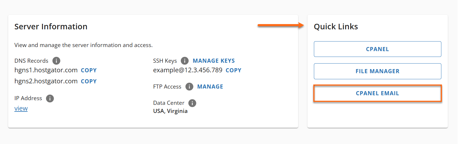HostGator Hosting Tab cPanel Email