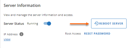 Customer Portal - VPS - Dedicated hosting - Reboot Server button