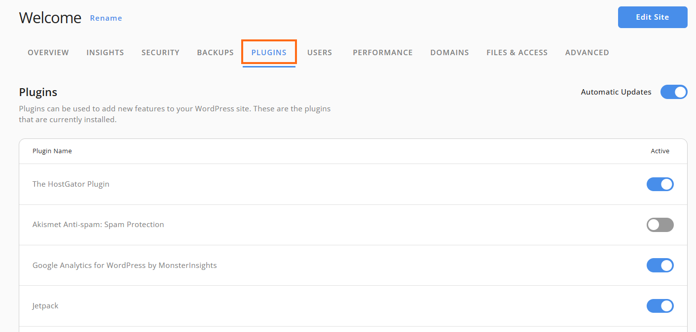 Edit Site button