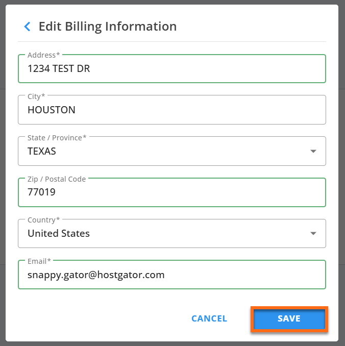 Customer Portal - Enter Billing Information