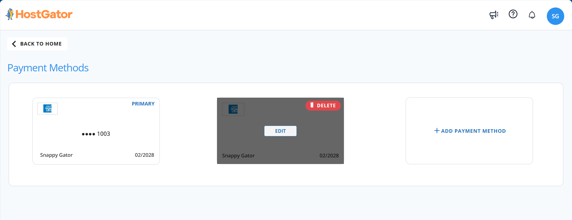 Customer Portal - Payment Methods - Delete