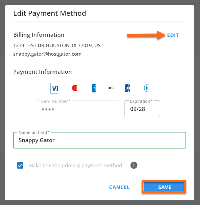 Customer Portal - Save billing information