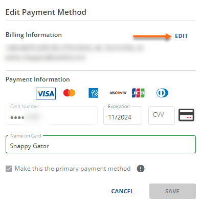 Customer Portal - Save billing information