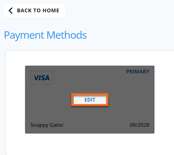 Customer Portal - Payment Methods - Edit