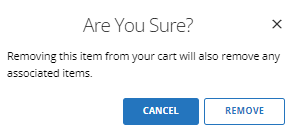Customer Portal - Cart page - Confirm Removal
