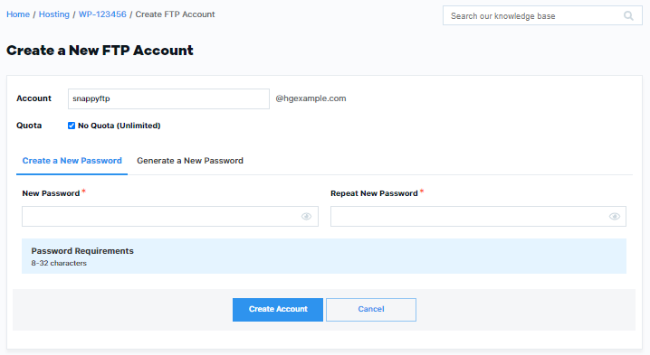 OWP- Enter FTP Account details
