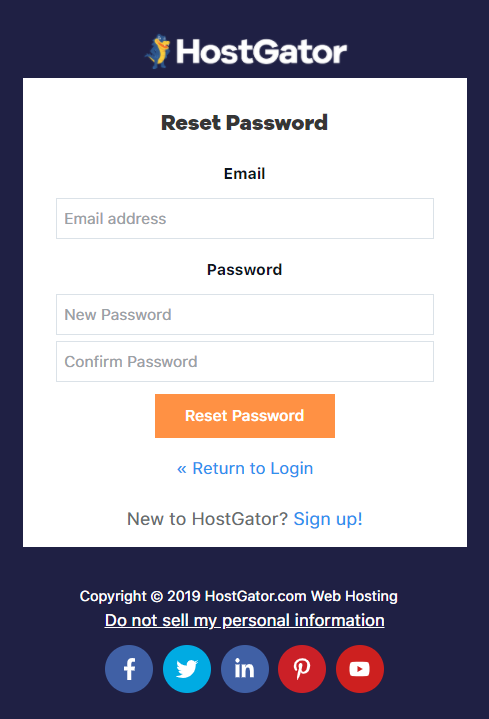 Password reset - Enter new password
