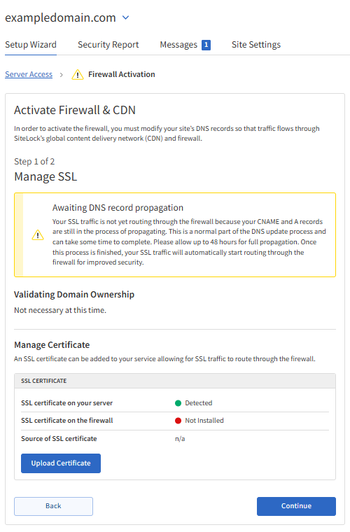 SiteLock - Firewall & CDN - Firewall Activation