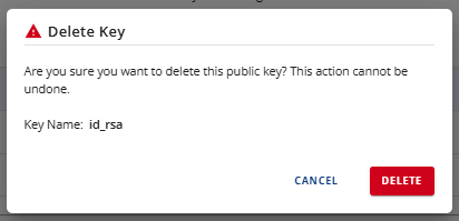 Manage SSH Keys - Confirm deletion of SSH key