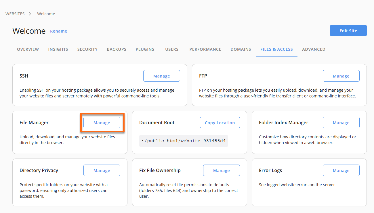 Customer Portal - File Manager card