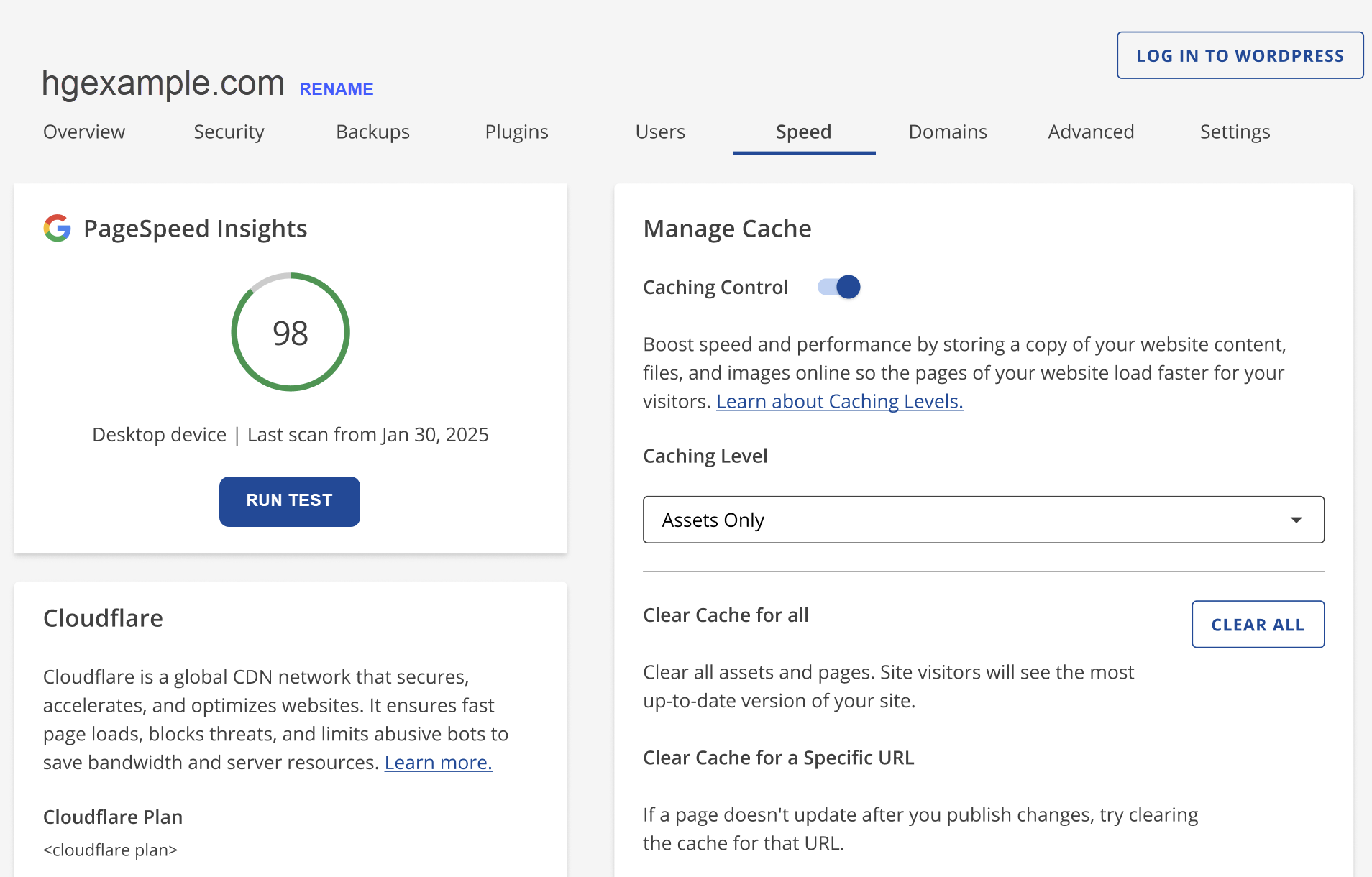 Customer Portal - Speed tab