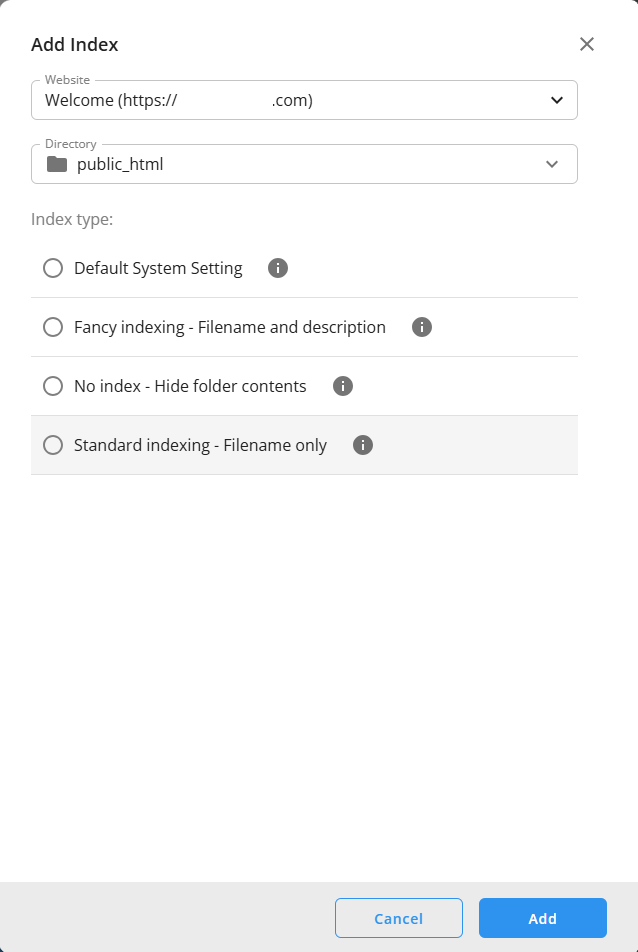 Customer Portal - Folder Index Manager Add Index