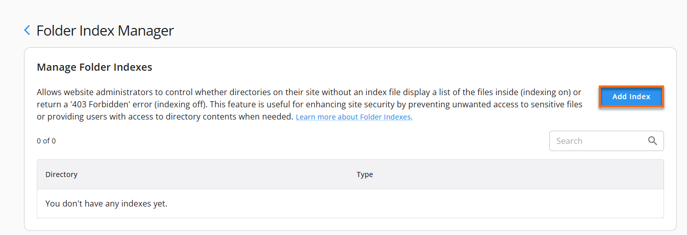 Customer Portal - Folder Index Manager Add Index