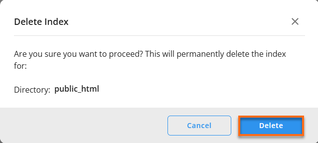 Customer Portal - Folder Index Manager Delete Index