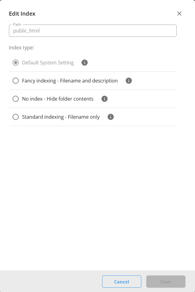 Customer Portal - Folder Index Manager Edit Index