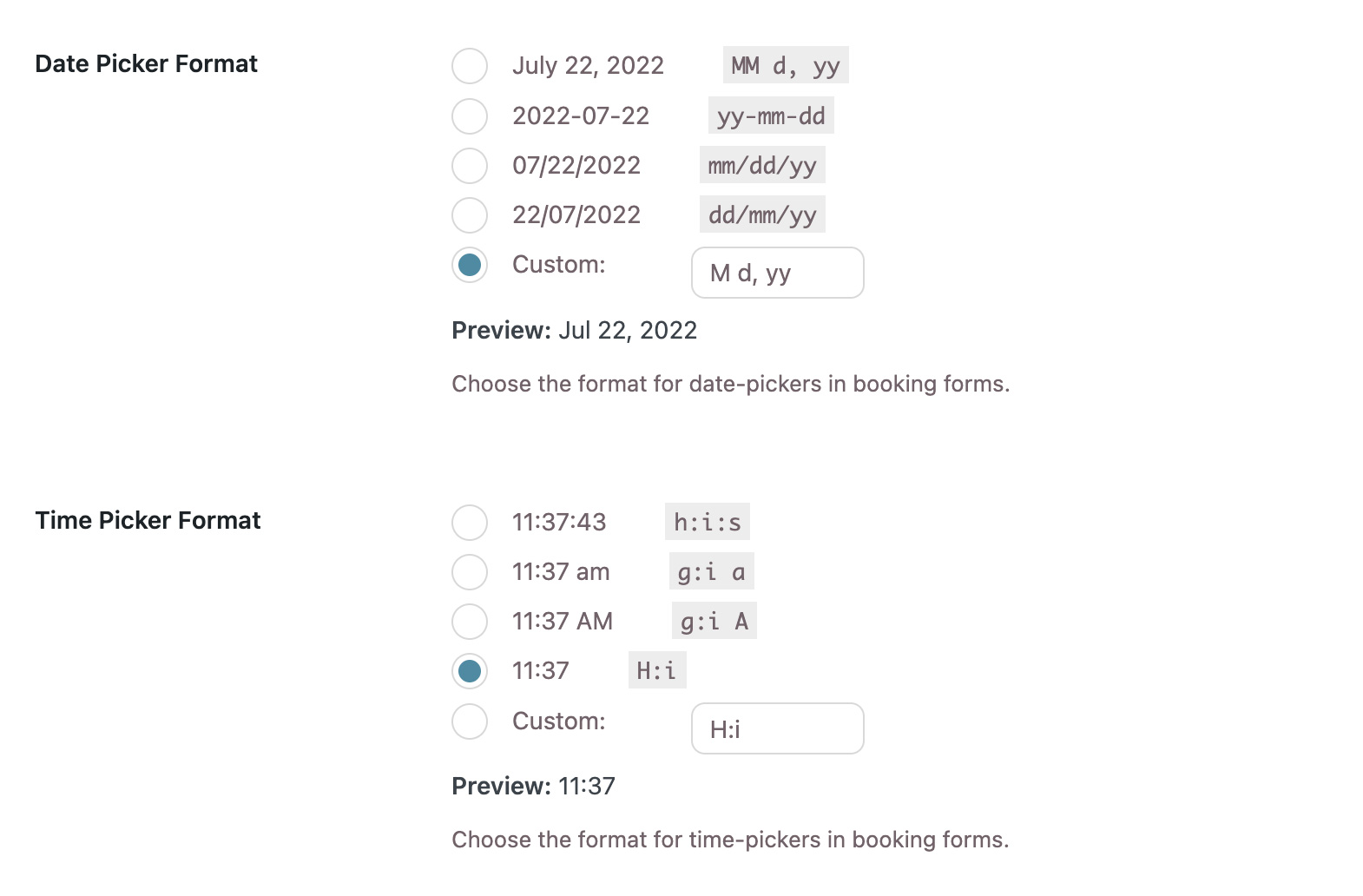 date range format picker