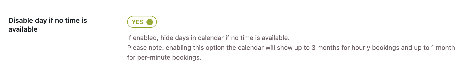 Disable dates