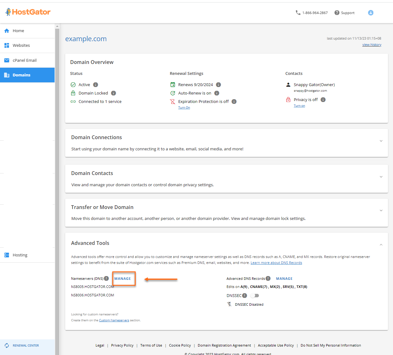 Manage Nameservers