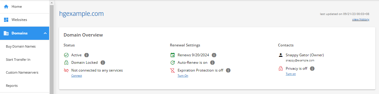 HostGator cPanel Domain Overview