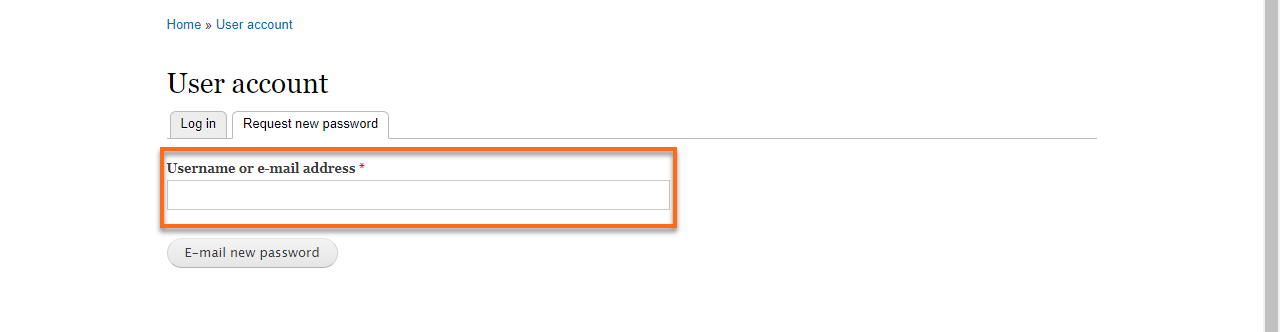 Drupal E-mail new password button