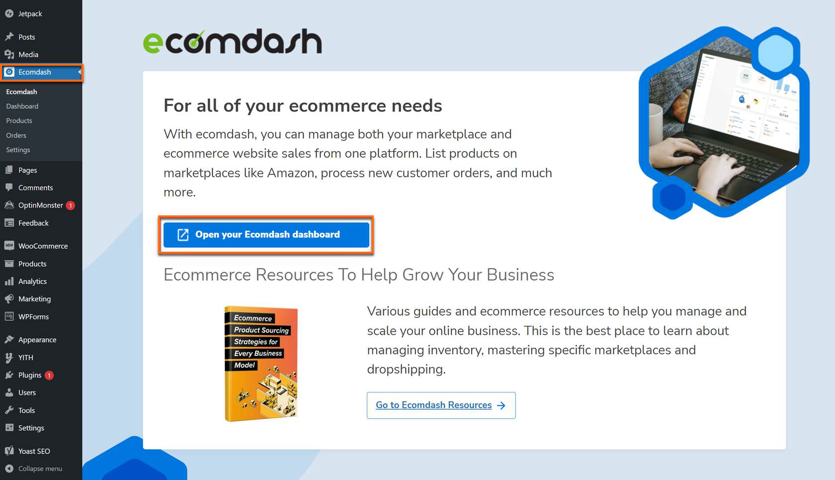HostGator Ecomdash - Access Dashboard