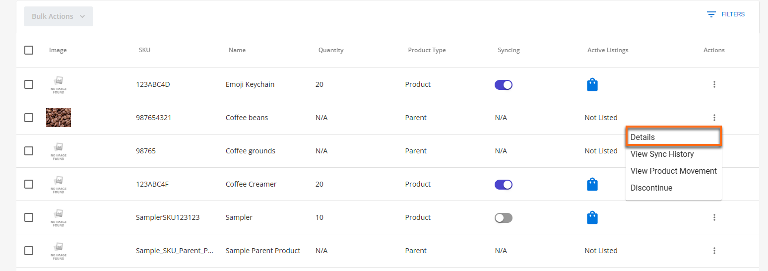 HostGator Ecomdash - Products Tab Update Inventory Details