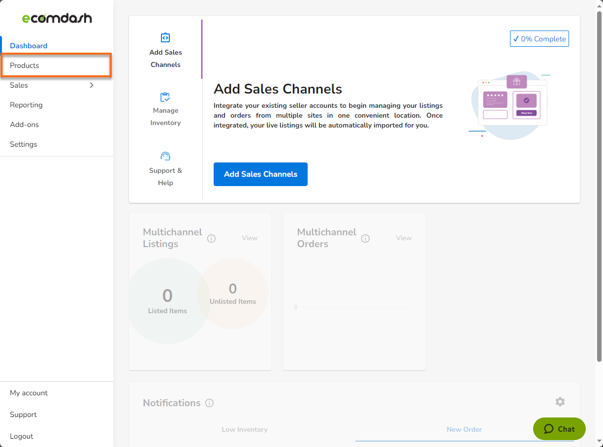 HostGator Ecomdash - Products Tab