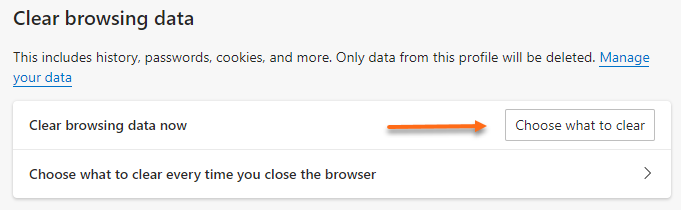 Clear browsing data section