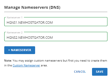 enter new nameservers