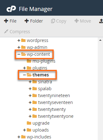 File Manager wp-content Theme Folder