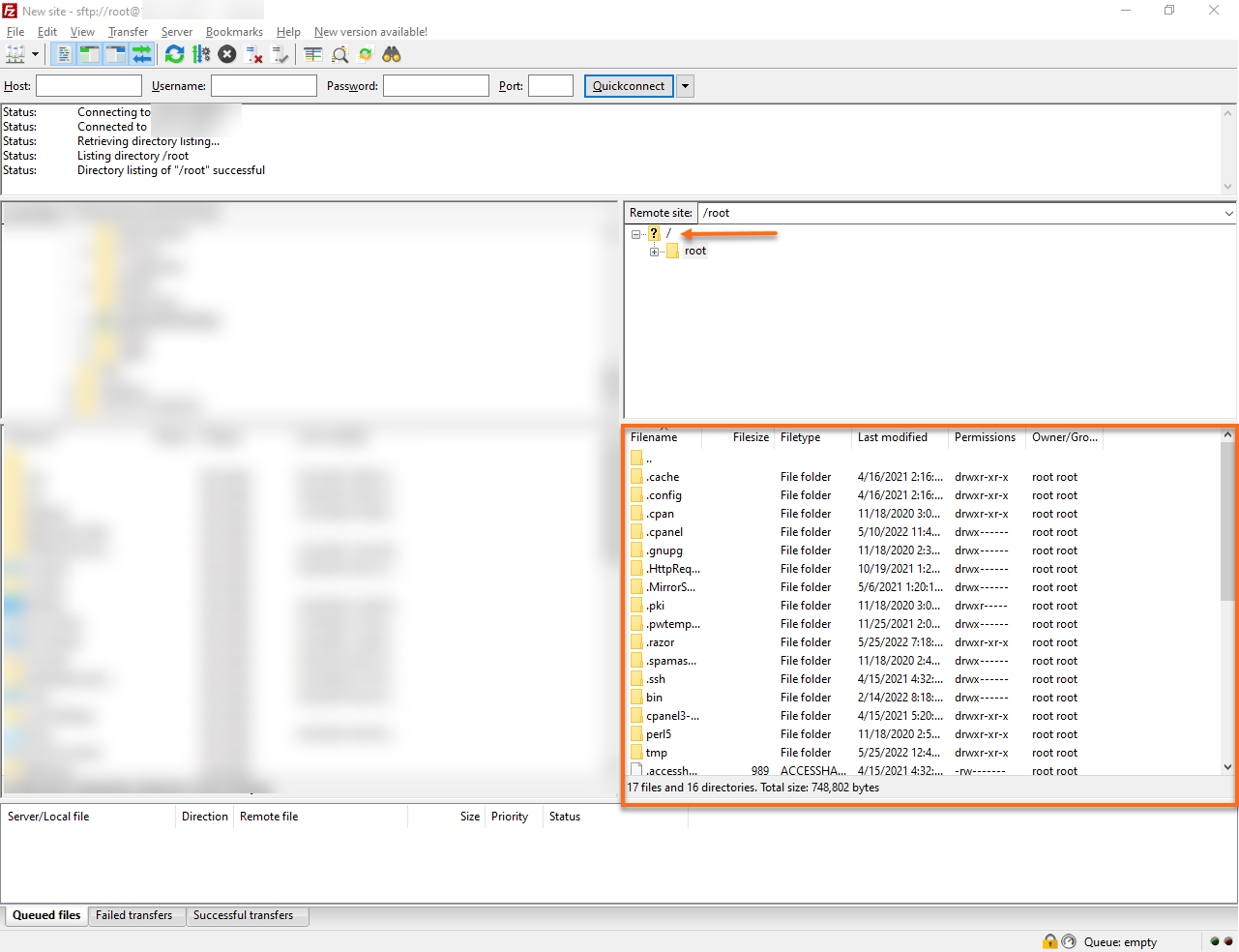 HostGator - FileZilla Files Directory