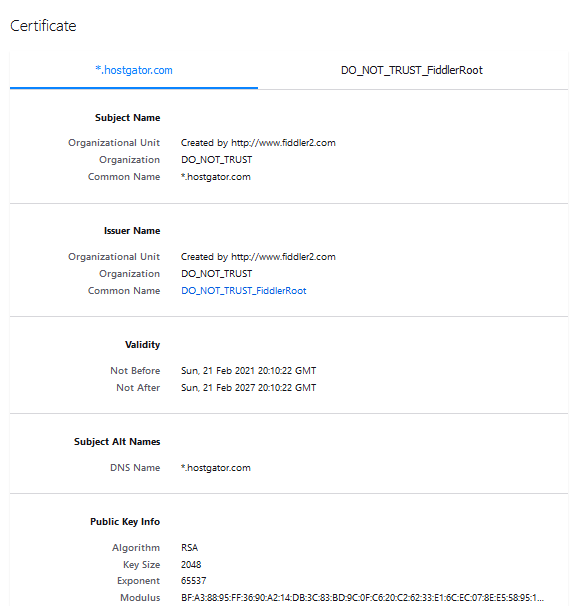 Mozilla Firefox - SSL Certificate details