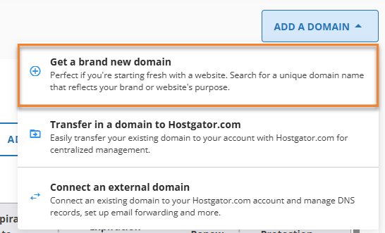 Get a brand new domain