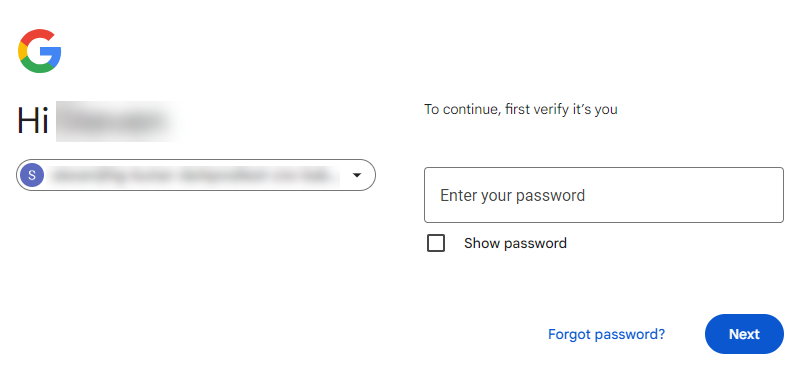 Google Workspace - Login page