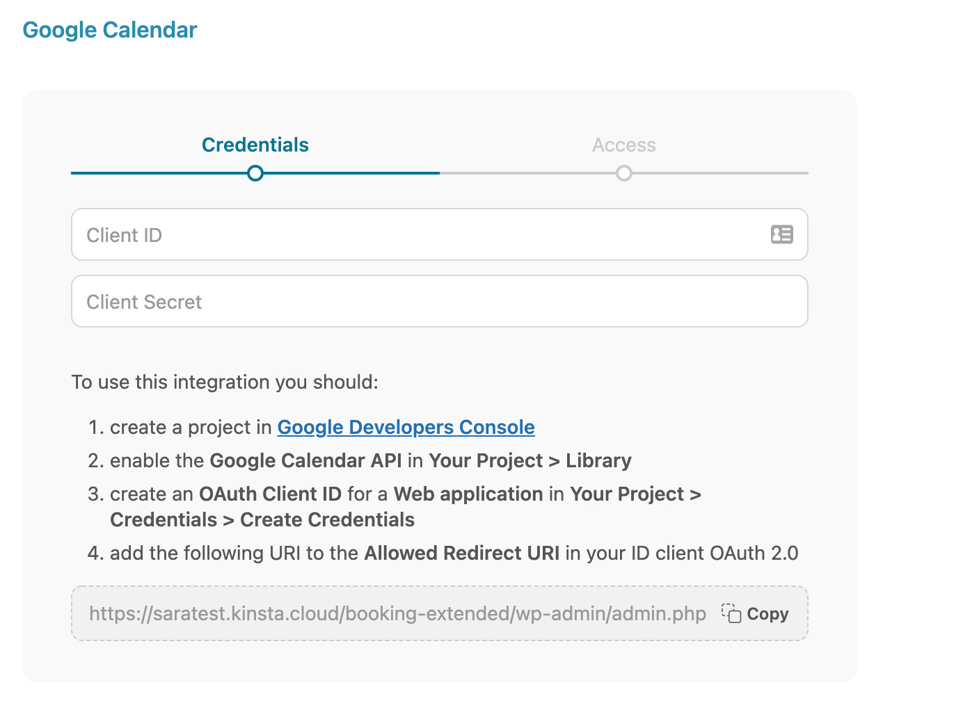 Google calendar view
