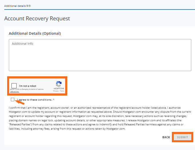 Submit PCR - Enter Additional Details