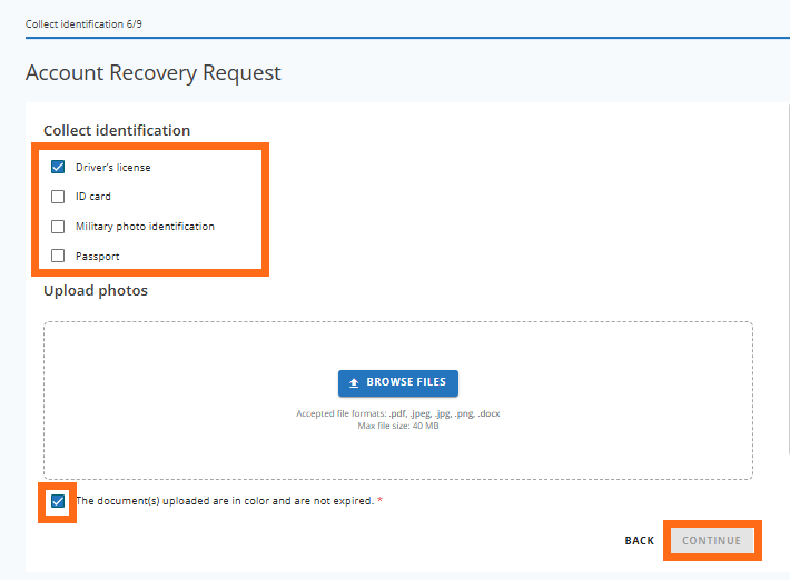 Submit CER - Upload Government-Issued Photo ID