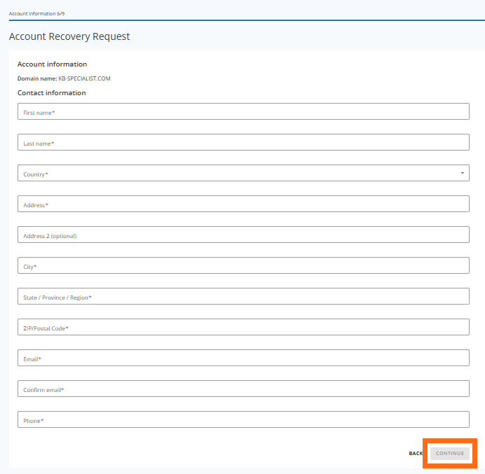 Submit PCR - Enter Account Information