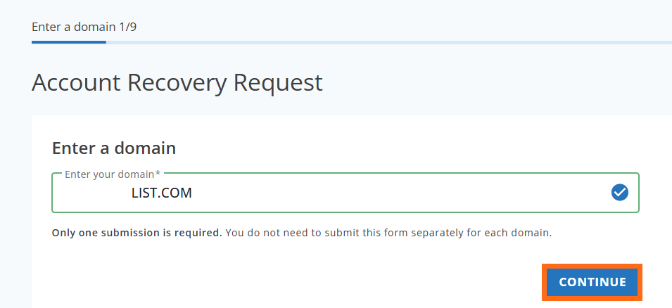 Submit PCR - Enter Domain