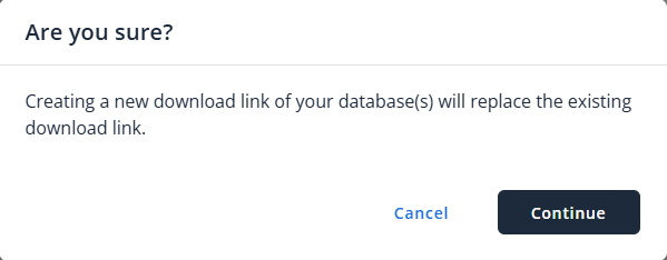 Websites Tab Basic Weekly Backups - Download Database Backups Replace Existing Link