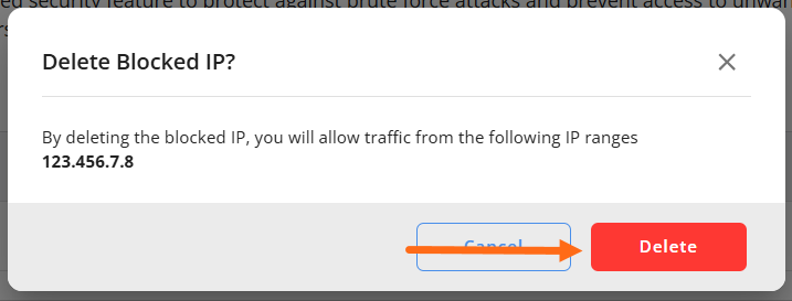 confirm deletion of blocked IP