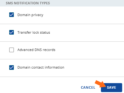 SMS Alerts - Manage - Save