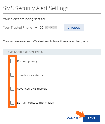 Security Tab - SMS Alerts - Check Services
