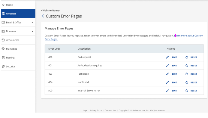 Custom Error Pages
