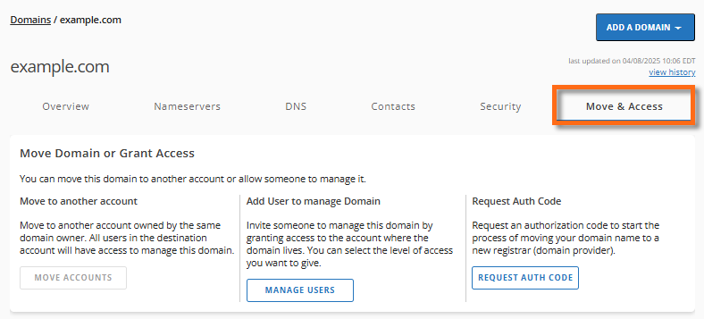 Move & Access Tab