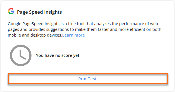 PageSpeed Insights - Run Test
