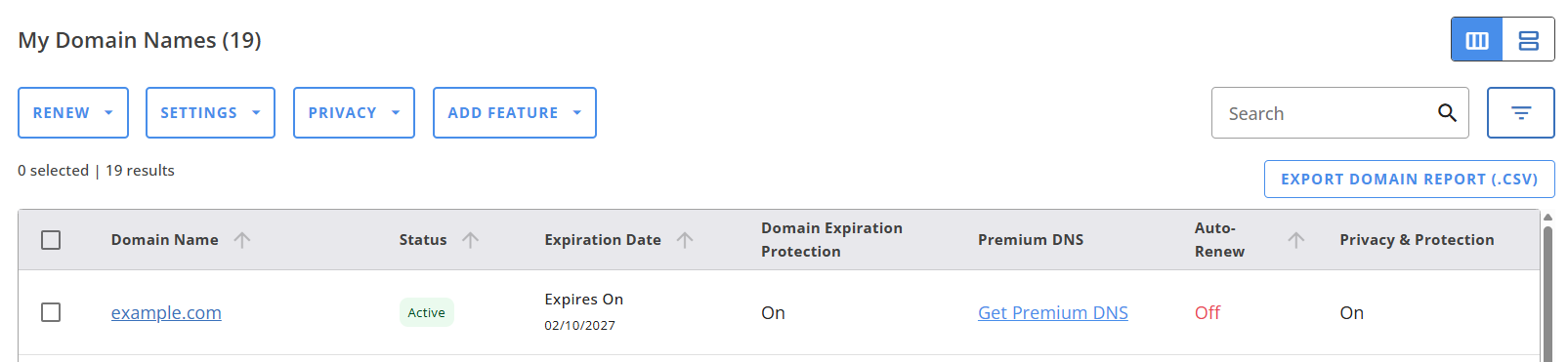 Domains registered with HostGator