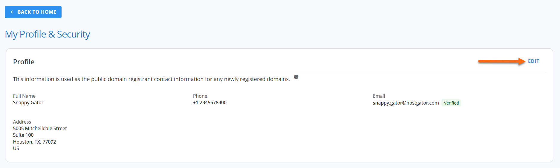 Customer Portal - My Profile & Security - Edit